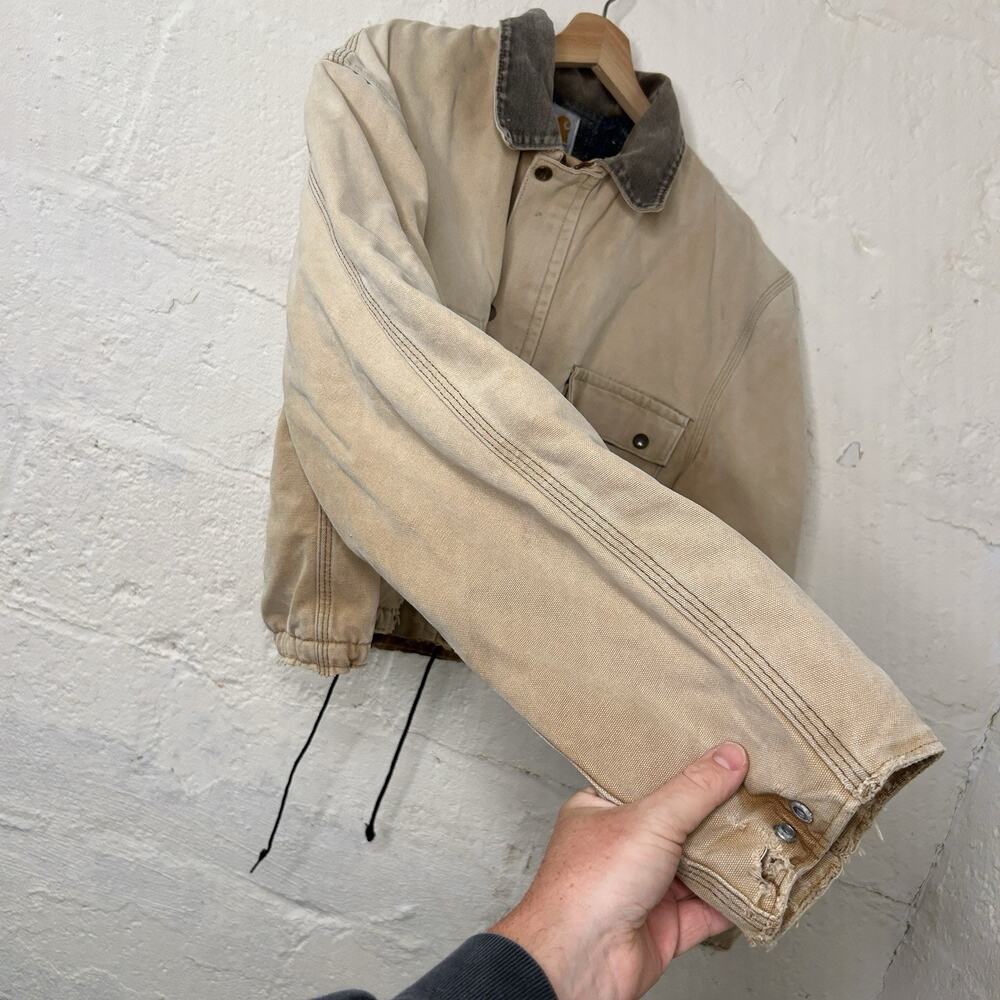 Vintage Carhartt Wool-Lined Cropped Duster Coat “Sand” - Picture 8 of 14